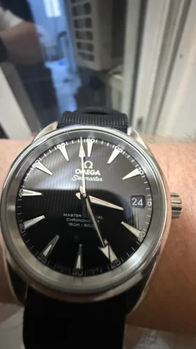 <span class="catname">Seamaster</span> <br>Omega Aqua Terra 150m Gents<br> <span class="refnum">steel on steel</span> photo review
