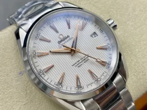 White dial from the left, rose gold tone markers and date at 3