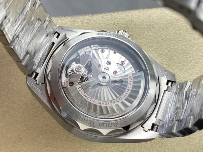 Display caseback with the rotor and Aqua Terra ring, grey Aqua Terra