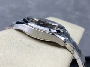 Case profile on the side opposite the crown, navy wave Aqua Terra