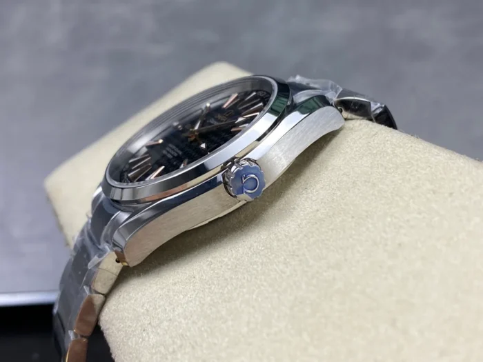 Crown side on the cushion, dark dial at an angle