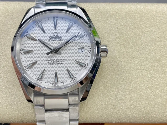Omega Aqua Terra 231.10.42.21.02.006 on a display cushion