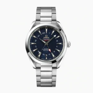 Omega Seamaster GMT replica 231.10.43.22.03.001, blue teak dial, red GMT hand, date at 6
