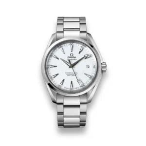 Omega Aqua Terra 38mm replica 220.10.38.20.02.001, white vertical teak dial, date at 3, bracelet
