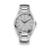 Omega Aqua Terra white dial replica 231.10.42.21.02.002, white teak dial, blue hands, red Omega logo