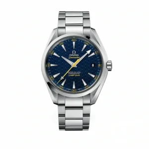Omega Aqua Terra Spectre replica 231.10.42.21.03.004, blue patterned dial, yellow seconds hand, date at 3