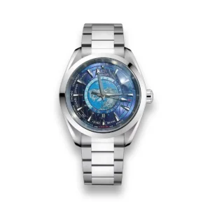 Omega Aqua Terra Worldtimer blue replica 220.10.43.22.03.001, blue city dial with a world map, bracelet