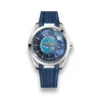 Omega Aqua Terra Worldtimer rubber strap replica 220.12.43.22.03.001, blue city dial, world map, blue rubber strap