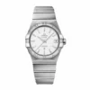 Omega Constellation white dial replica 123.10.38.21.02.004, textured white dial, batons, Roman numeral bezel