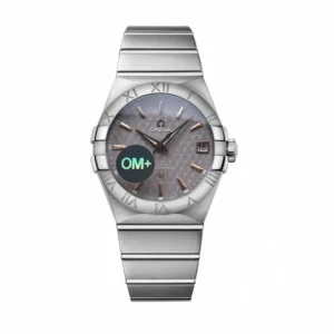 Omega Constellation grey dial replica 123.10.38.21.06.002, grey pyramid pattern dial, rose gold tone batons