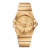 Omega Constellation full gold replica 123.50.38.21.08.001, champagne dial, Roman numeral bezel