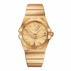 Omega Constellation full gold replica 123.50.38.21.08.001, champagne dial, Roman numeral bezel