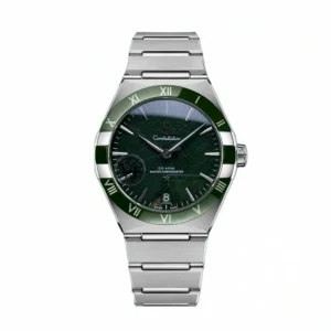 Omega Constellation green dial replica 131.30.41.21.99.002, green textured dial, green Roman numeral bezel