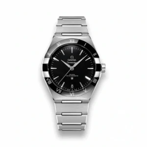 Omega Constellation 41mm black dial replica 131.33.41.21.01.001, black Roman numeral bezel, bracelet