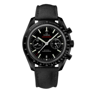 Omega Dark Side of the Moon replica 311.92.44.51.01.003, black dial, white hands, red Speedmaster script, fabric strap