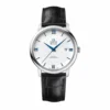 Omega De Ville blue hands replica 424.53.40.20.04.001, white dial, blue Roman numerals, date at 3, black strap