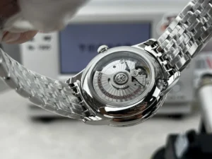 Display caseback with the rotor and red lettering
