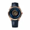 Omega De Ville Tourbillon replica 528.53.44.21.03.001, rose gold tone case, blue dial with central tourbillon