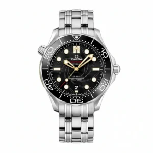 Omega Seamaster James Bond Limited Edition replica 210.22.42.20.01.004, gun barrel dial, gold tone hands, black bezel, bracelet