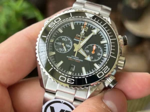 Omega Planet Ocean Chronograph 215.30.46.51.01.001 held in hand