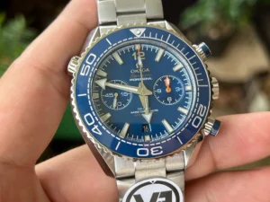 Omega Planet Ocean Chronograph 215.30.46.51.03.001 held in hand