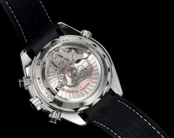 Display caseback with a close-up of the movement, reverse panda Planet Ocean