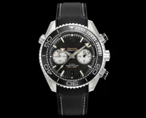 Omega Planet Ocean Chronograph 215.32.46.51.01.004 on black, front
