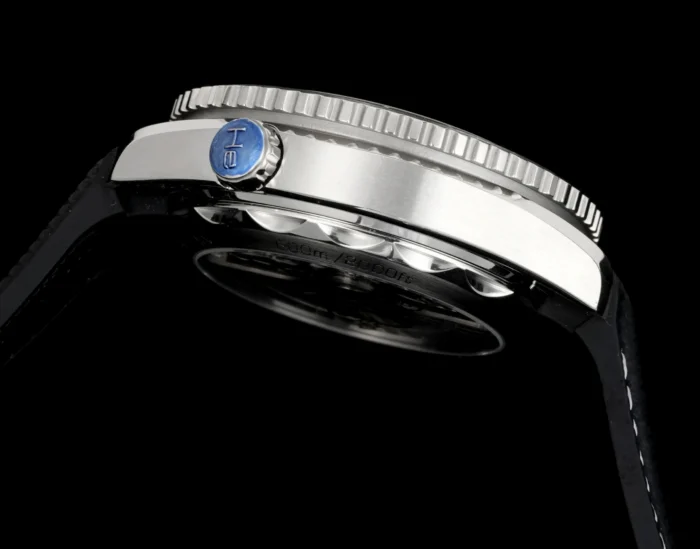 Case side with the valve, ridged bezel edge, reverse panda Planet Ocean