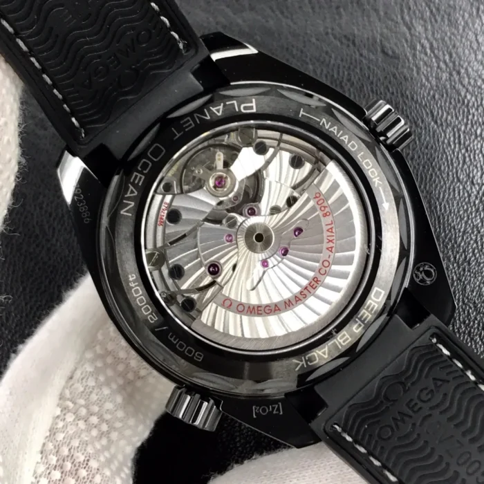 Display caseback with Planet Ocean and Deep Black engraving