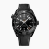 Omega Planet Ocean Deep Black replica 215.92.46.22.01.001, black case and dial, orange GMT hand