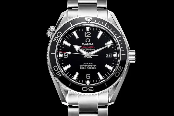 Omega Planet Ocean Liquidmetal 222.30.42.20.01.001 on black, front