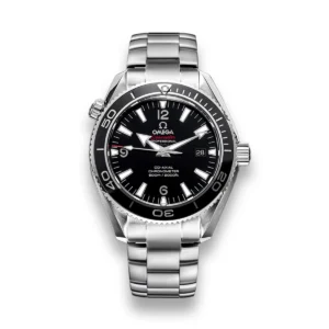Omega Planet Ocean Liquidmetal replica 222.30.42.20.01.001, black dial and bezel, red Seamaster script