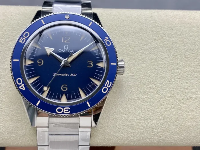Omega Seamaster 300 233.90.41.21.03.001 on a display cushion