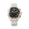 Omega Seamaster chrono Diver gold tone replica 210.20.44.51.01.001, rose gold tone bezel ring, black dial, two-tone bracelet