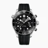 Omega Seamaster chronograph black rubber replica 210.30.44.51.01.001, black wave dial, black bezel, black rubber strap