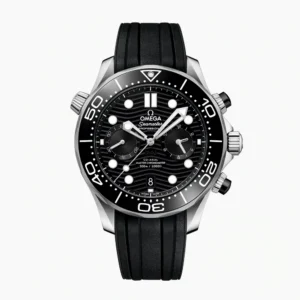 Omega Seamaster chronograph black rubber replica 210.30.44.51.01.001, black wave dial, black bezel, black rubber strap
