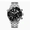 Omega Seamaster chronograph black replica 210.30.44.51.01.001, black wave dial with two subdials, black bezel, link bracelet
