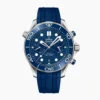 Omega Seamaster chronograph blue rubber replica 210.30.44.51.03.001, blue wave dial, blue bezel, blue rubber strap