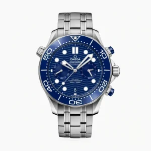 Omega Seamaster chronograph blue replica 210.30.44.51.03.001, blue wave dial with two subdials, blue bezel, link bracelet