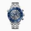 Omega Seamaster chronograph grey dial replica 210.30.44.51.06.001, grey wave dial, light blue hands, blue bezel, bracelet
