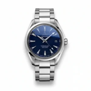 Omega Aqua Terra 150M blue dial replica, blue vertical teak dial, date at 3, bracelet