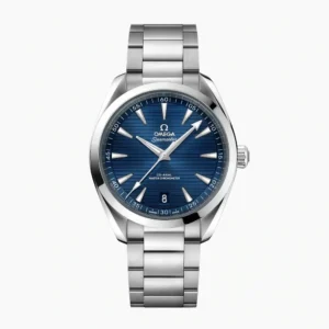 Omega Aqua Terra dark blue dial replica 220.10.41.21.03.004, dark blue teak dial, white script, date at 6