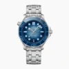 Omega Seamaster 300M blue gradient replica 210.30.42.20.03.003, light to dark blue wave dial, blue bezel, date at 6, bracelet