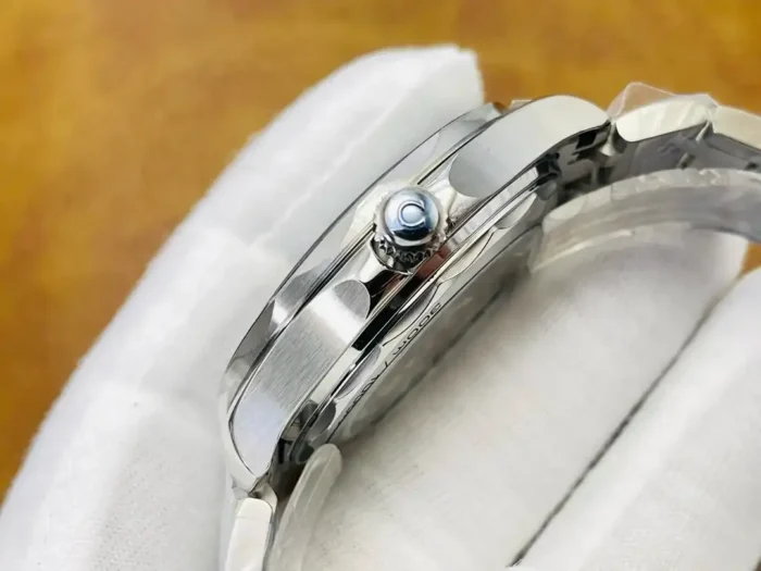 Crown side close-up resting on a white glove
