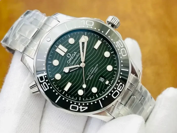 Green dial seen from below, date window at 6