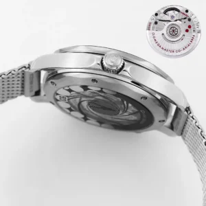 Case edge from below with the caseback at an angle