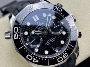 Black dial seen from the right with luminous dot markers