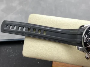 Black rubber strap end with sizing holes