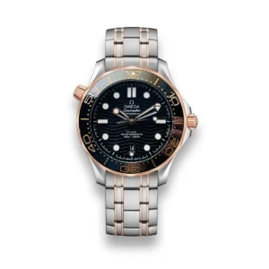 Omega Seamaster Sedna gold replica watch 210.20.42.20.01.001, two-tone silver and rose gold tone, black wave dial