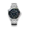 Omega Seamaster 300M black dial replica 210.30.42.20.01.001, black wave dial, red Seamaster script, black bezel, bracelet